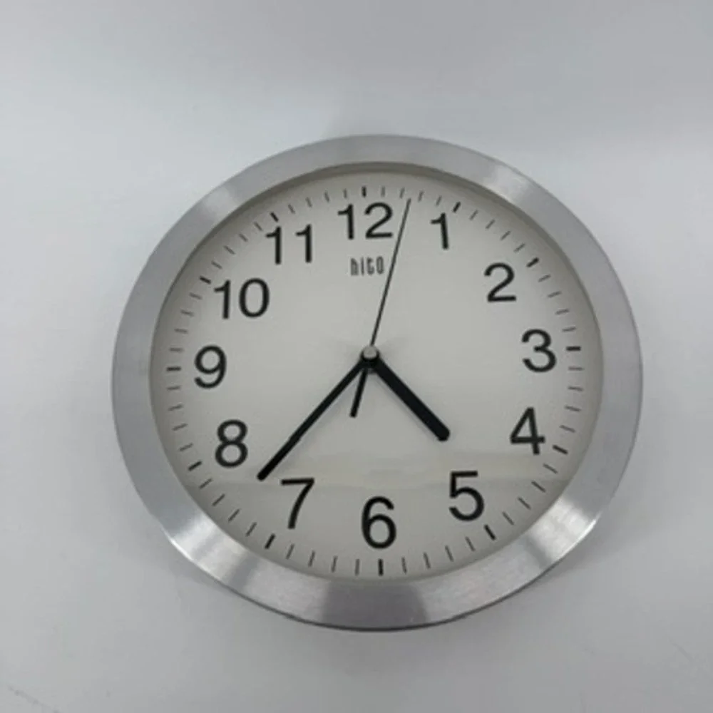 Hito 10 Inch Silent Wall Clock Brushed Silver Non Ticking Modern Minimalist